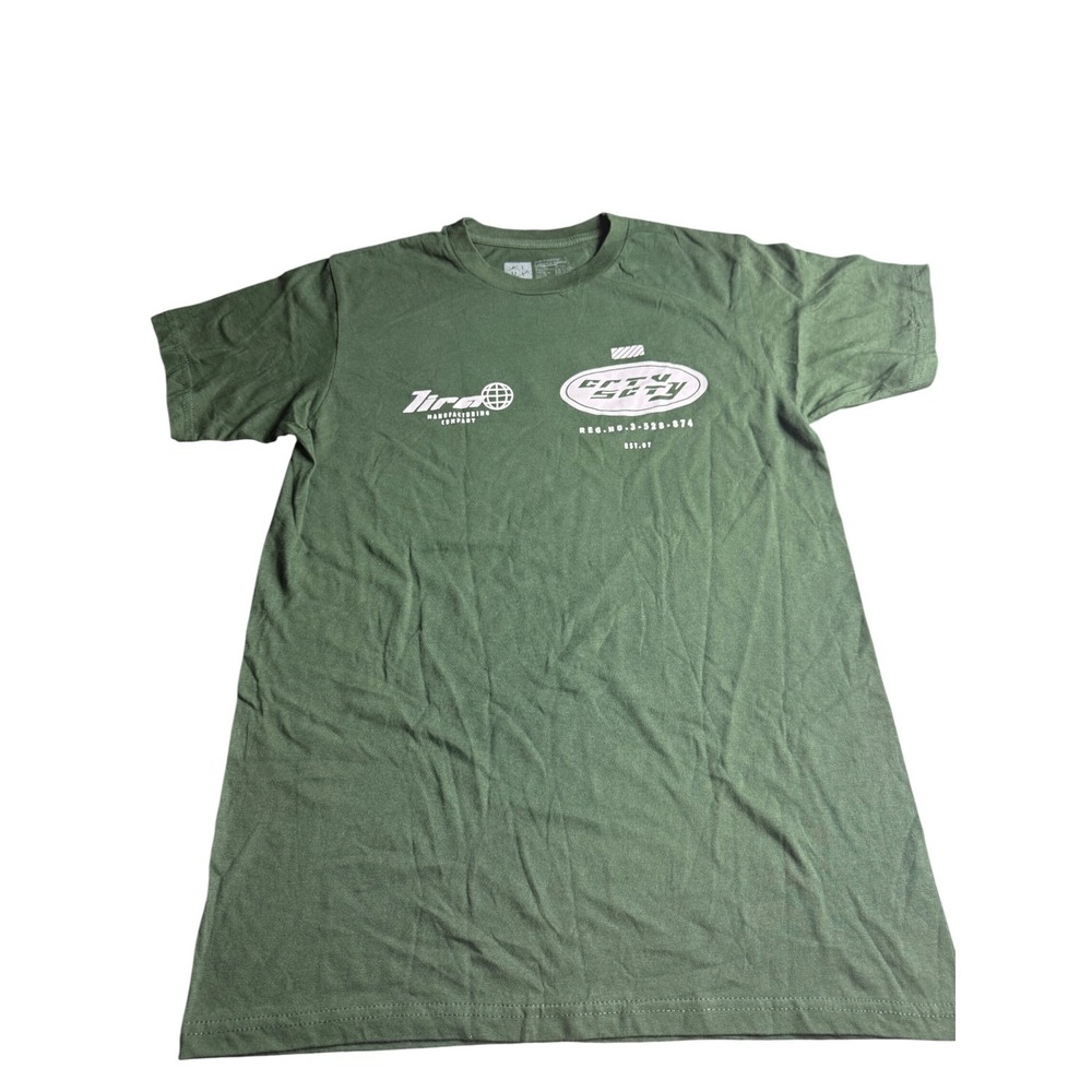 Kira Lira Manufacturing Company Graphic T-Shirt Green Mens Small Streetwear Tee